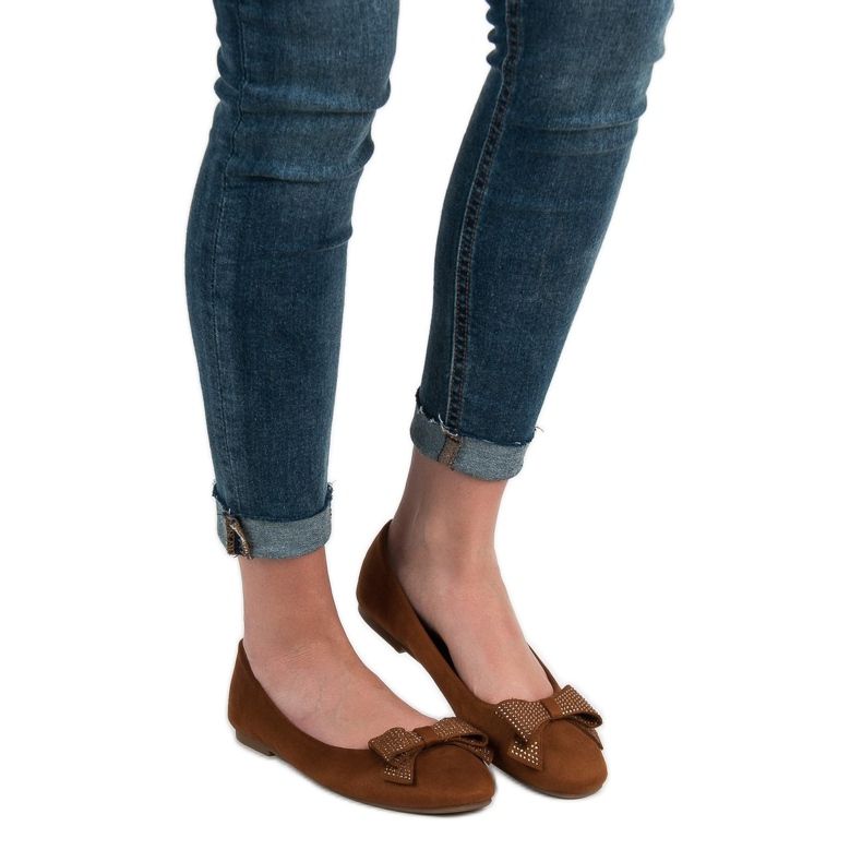 Best Shoes Camelowe Baleriny brązowe 1