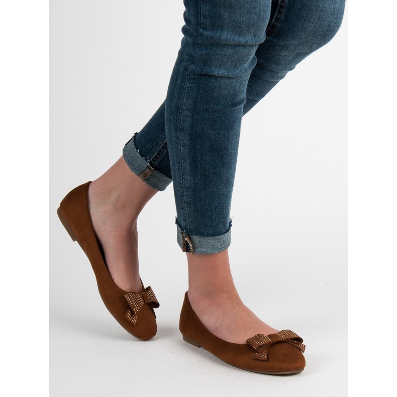 Best Shoes Camelowe Baleriny brązowe 2