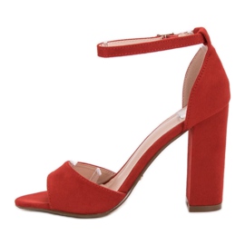 Ideal Shoes Wygodne Sandałki Na Obcasie czerwone 2