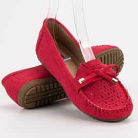 Top Shoes Czerwone Ażurowe Mokasyny 1