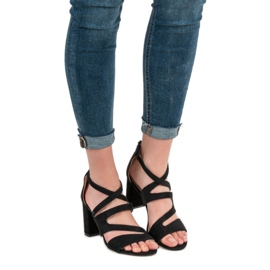 Evento Zamszowe Sandałki Na Słupku czarne 2