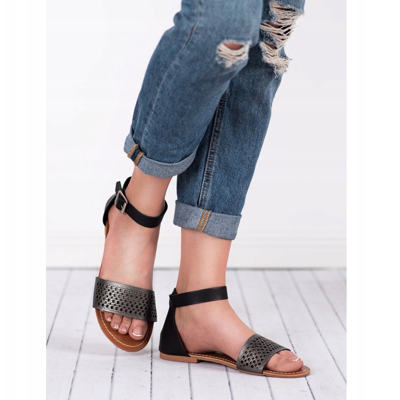 Evento Ażurowe Sandałki czarne 2