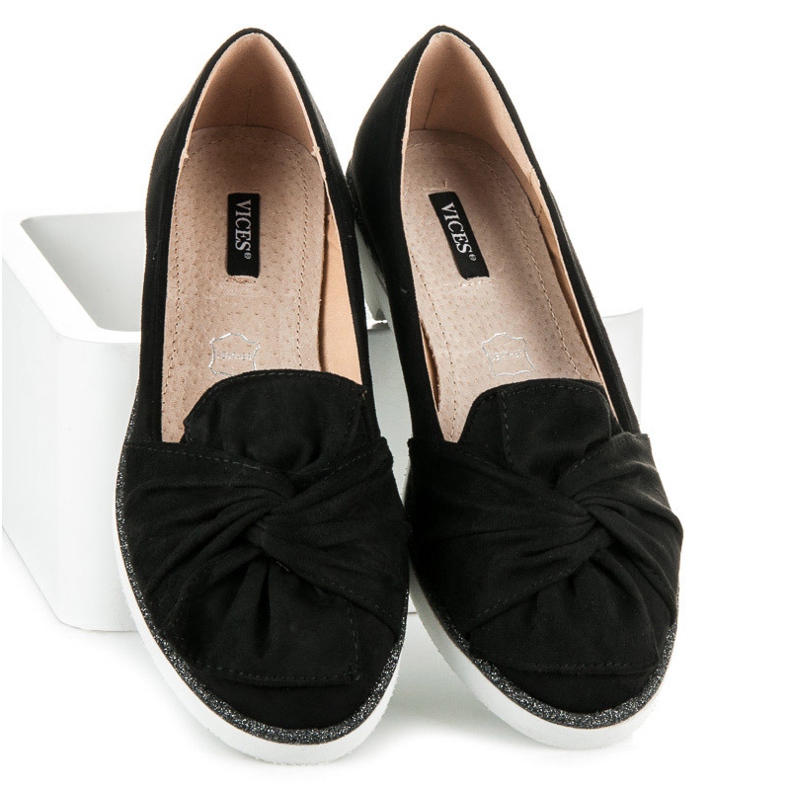 Vices Zamszowe Obuwie Z Brokatowym Zdobieniem czarne 1