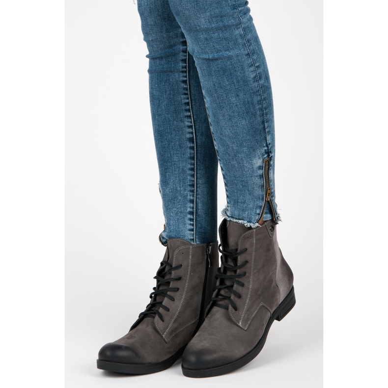 Vinceza Skórzane Workery szare 2