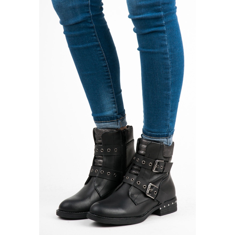 Erynn Modne Workery Zapinane Na Suwak czarne 2