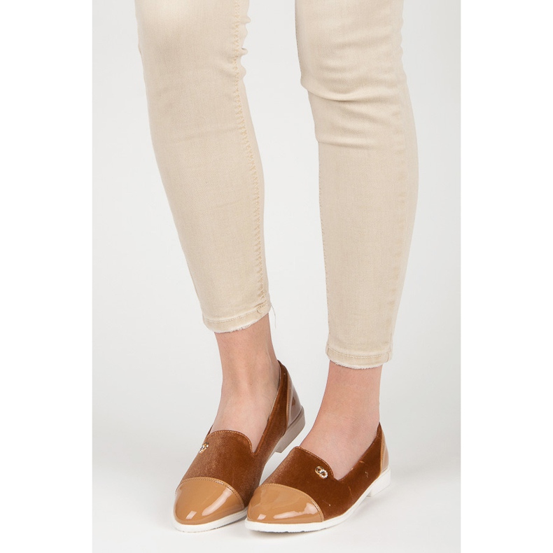 Welurowe Baleriny brązowe 1