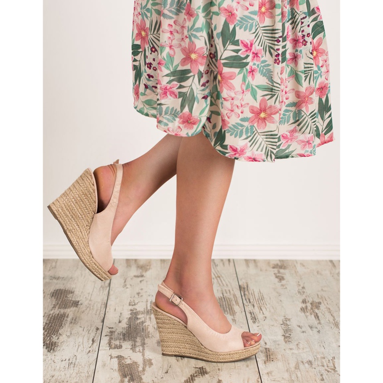 Renda Modne Zamszowe Sandałki brązowe 2