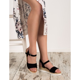 SDS Czarne Sandałki Z Brokatem 2