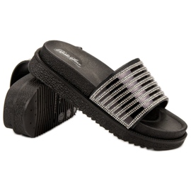 Bello Star Klapki Z Kryształkami czarne 2