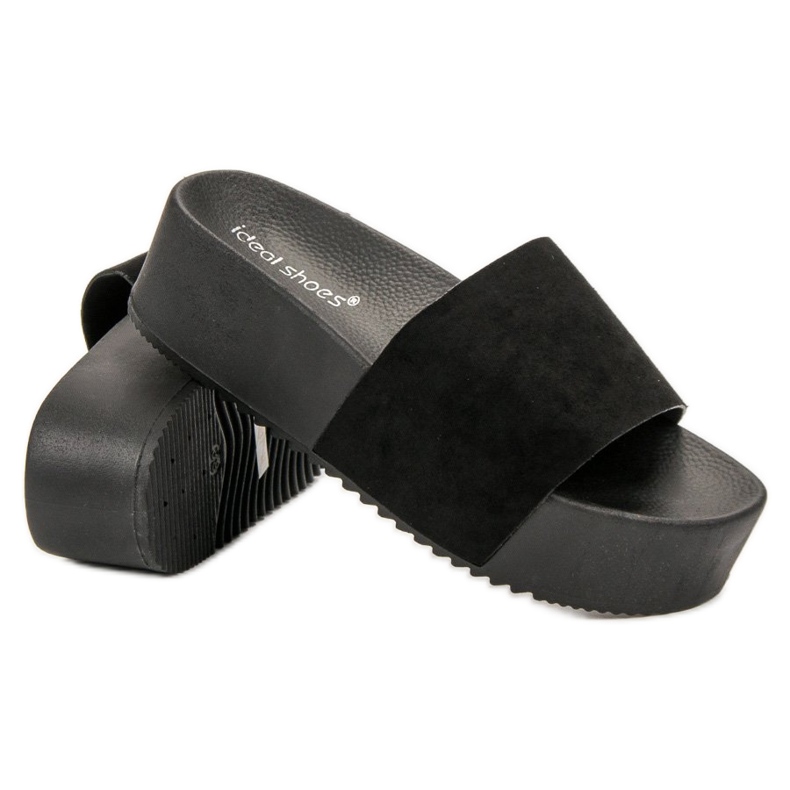 Ideal Shoes Klapki Na Platformie czarne 1