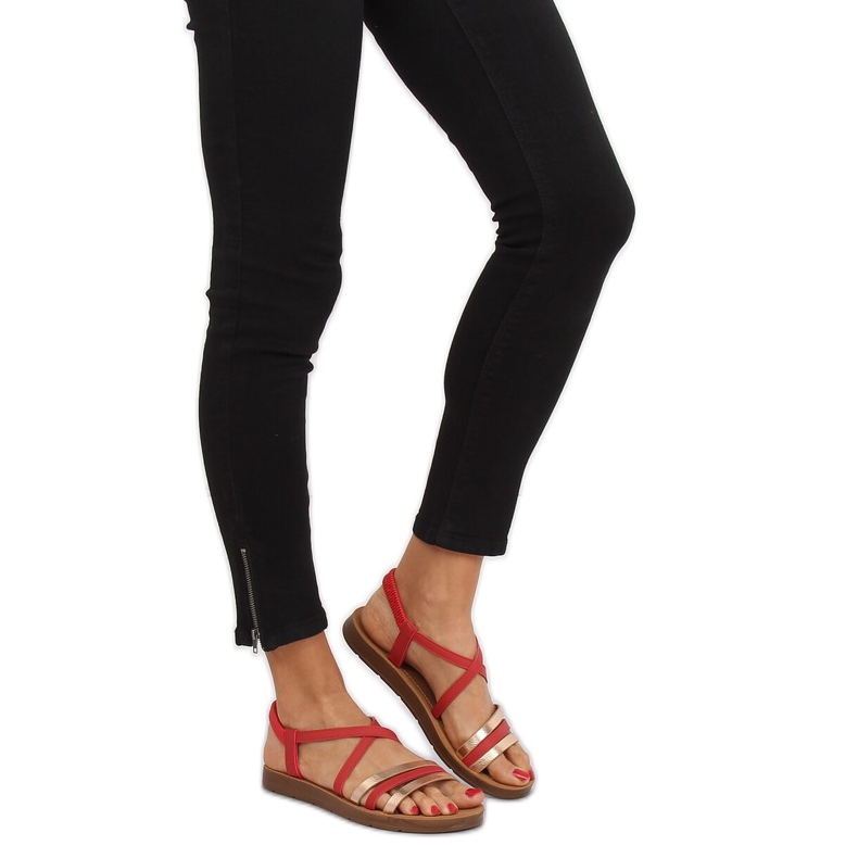 Sandałki damskie czerwone 2220 Red 2