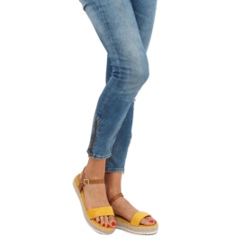 Sandałki espadryle żółte Y-8224 Yellow brązowe 1