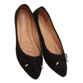 Baleriny z migdałowymi noskami czarne 8F58 Black 1