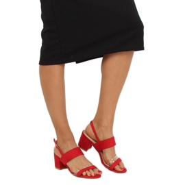 Sandałki na obcasie czerwone 660-1/SA-2 Red 1
