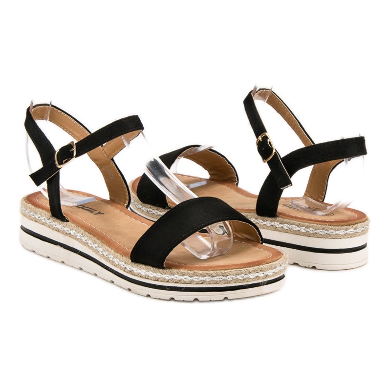 EXQUILY Czarne Sandałki 1