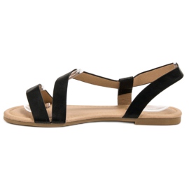 Primavera Wsuwane Płaskie Sandałki czarne 1