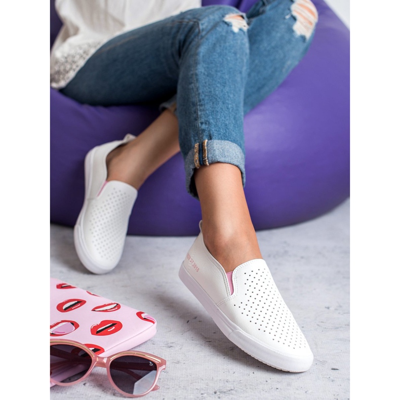 Mckeylor Ażurowe Slipony białe 1