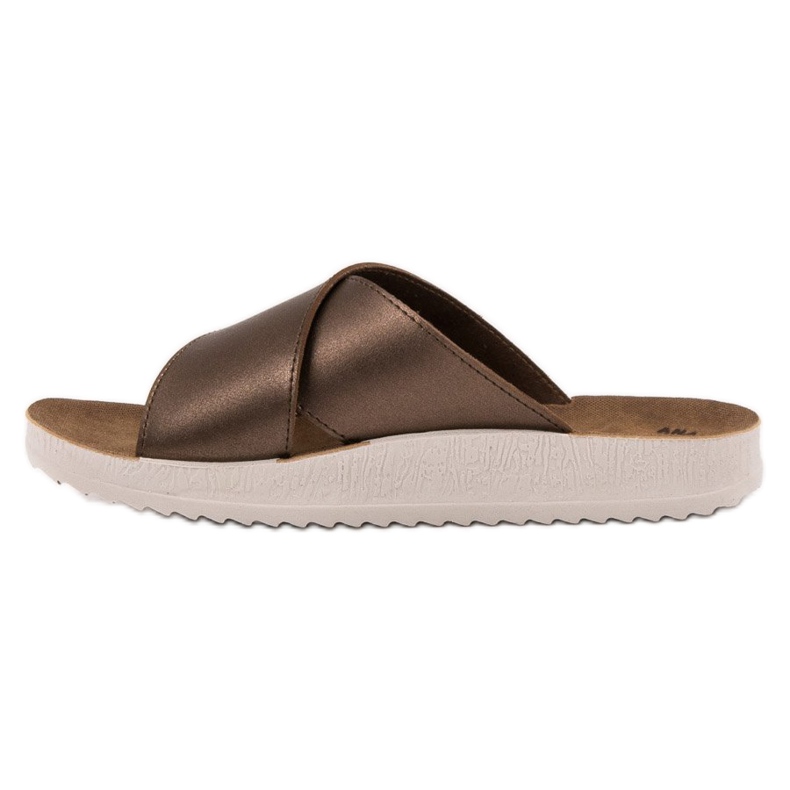 SHELOVET Klapki Z Eko Skóry brązowe 1