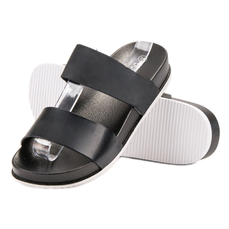 Laura Mode Czarne Gumowe Klapki 1