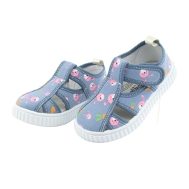 American Club buty dziecięce na rzepy niebieskie TEN 32/19 białe różowe 3