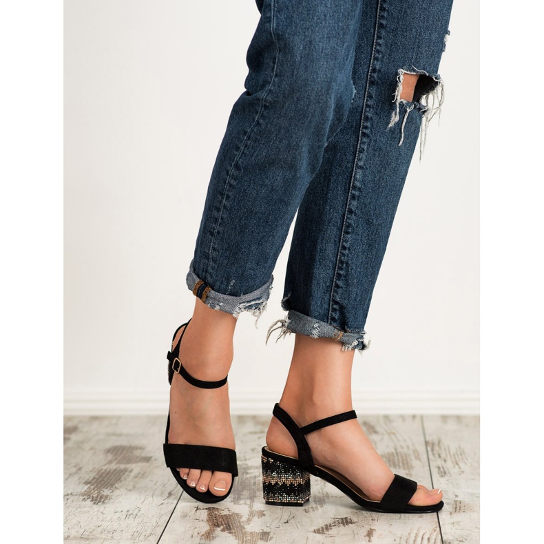 SDS Sandałki Na Słupku czarne 1