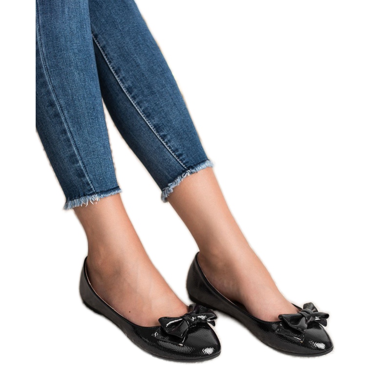 Comer Lakierowane Baleriny Z Kokardką czarne 2
