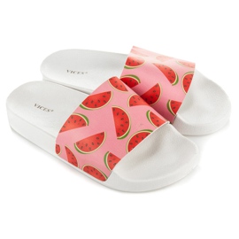 Vices Arbuzowe Klapki białe czerwone różowe 1