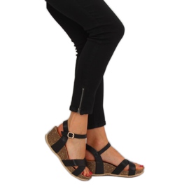 Sandałki na koturnie czarne 1058 Black 1