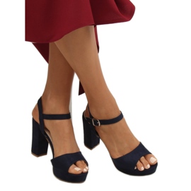 Sandałki na platformie granatowe YL96095 Navy 1