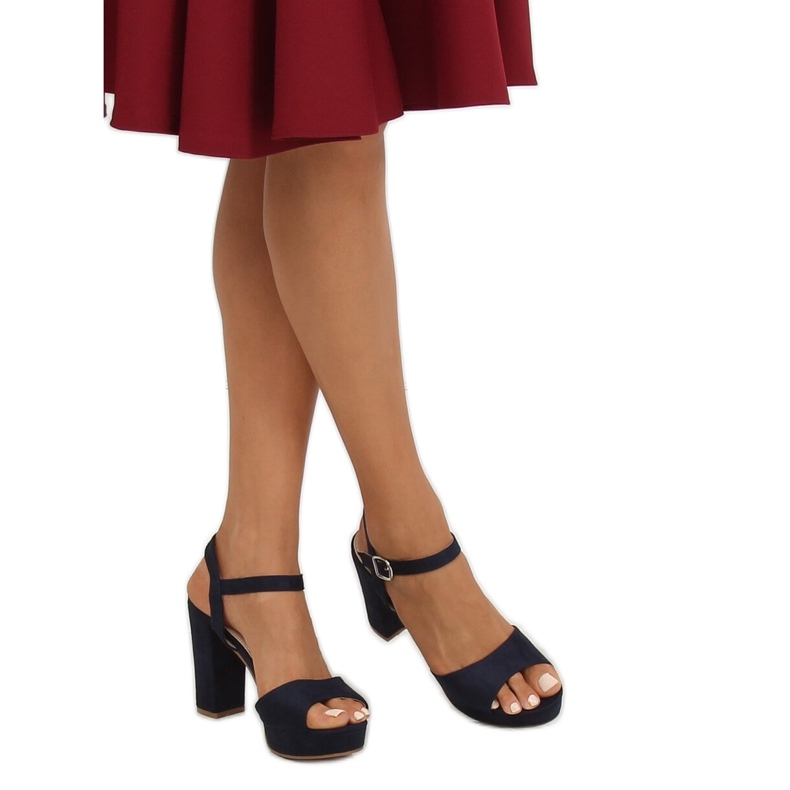 Sandałki na platformie granatowe YL96095 Navy 2