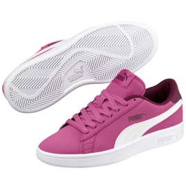 Buty Puma Smash v2 Buck Jr 365182 06 białe różowe 1