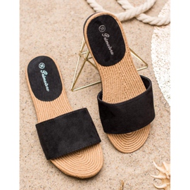 Primavera Zamszowe Klapki czarne 2