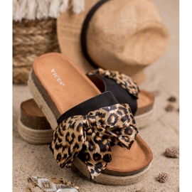 Vices Modne Klapki Animal Print czarne 2