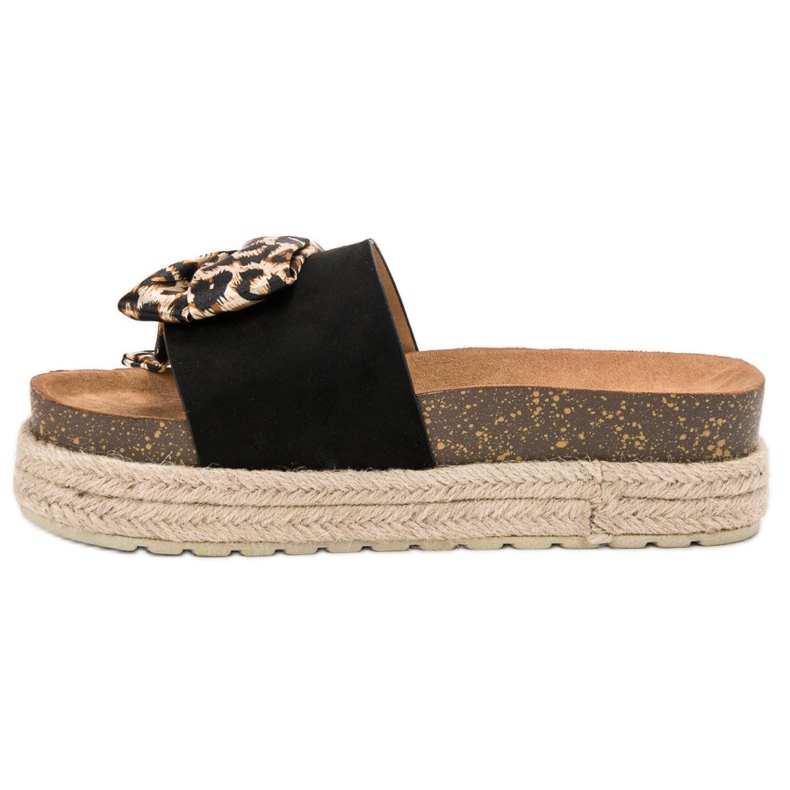 Vices Modne Klapki Animal Print czarne 1
