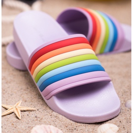 Sweet Shoes Kolorowe Gumowe Klapki fioletowe wielokolorowe 3