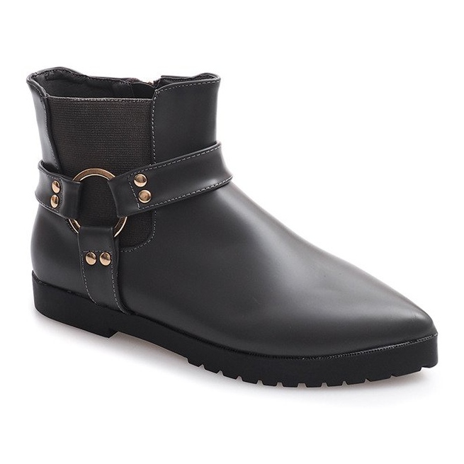 Ocieplane Eleganckie Botki Z Klamrą HW14 Szary szare 2