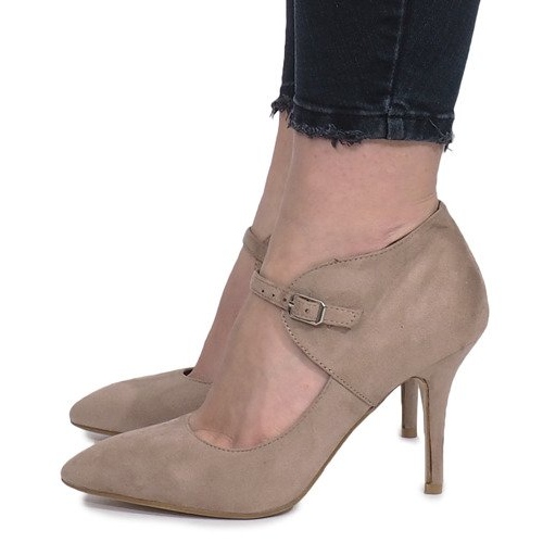 Khaki botki na szpilce Thérèse beżowy 1