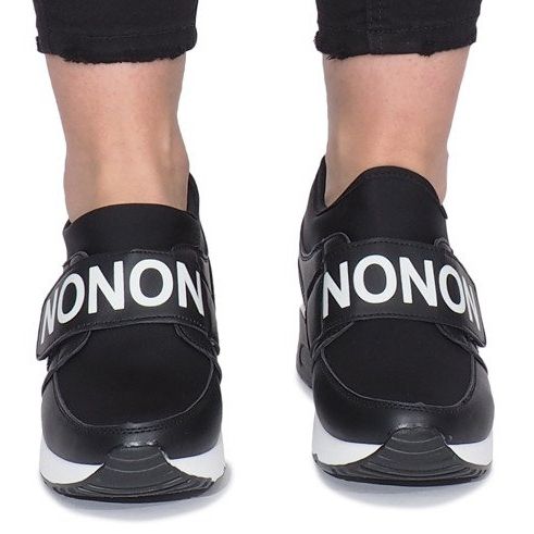Czarne sportowe trampki na koturnie Monon 1