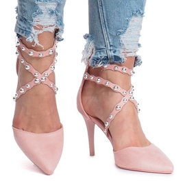 Różowe szpilki sandałki B-50 2