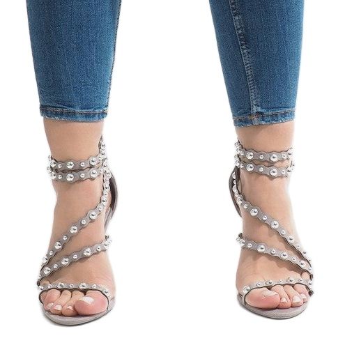 Szare szpilki odkryte LE042P 2