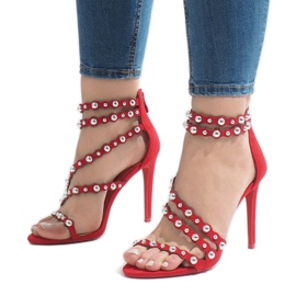 Czerwone szpilki odkryte LE042P 1