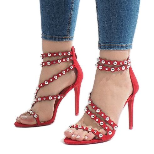 Czerwone szpilki odkryte LE042P 1