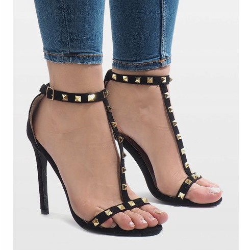 Czarne szpilki sandałki FB-31 1