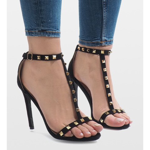 Czarne szpilki sandałki FB-31 2