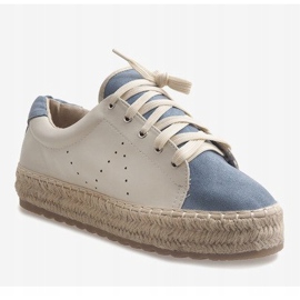 Niebieskie espadryle sznurowane LX-07 brązowe 1
