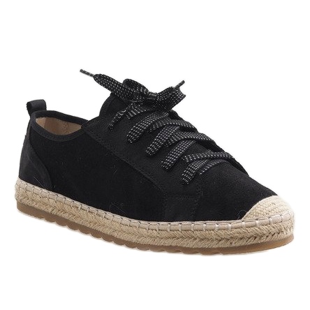 Czarne espadryle sznurowane BB02P 1