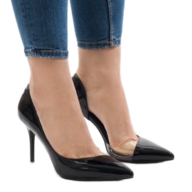 Czarne lakierowane asymetryczne szpilki GH11541 1