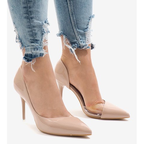 Różowe lakierowane asymetryczne szpilki GH11541 1