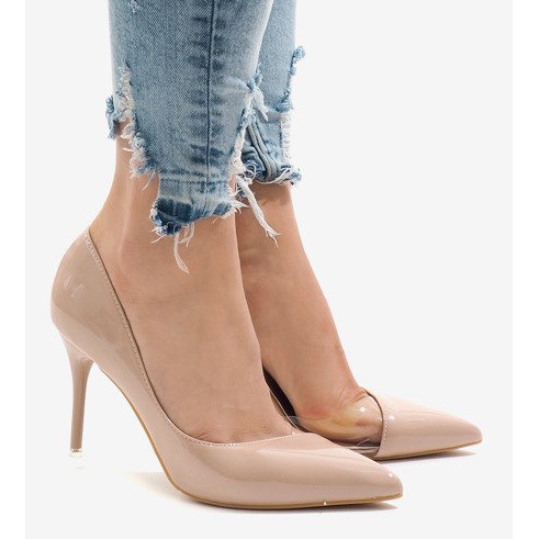 Różowe lakierowane asymetryczne szpilki GH11541 2