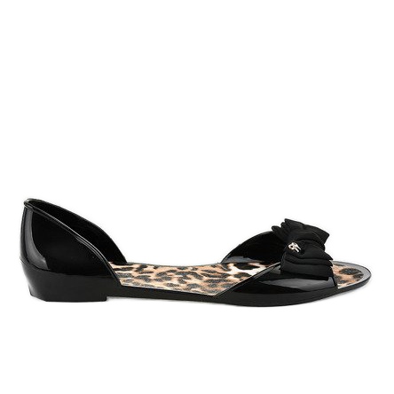 Czarne meliski balerinki gumowe z kokardką DD506-1 1